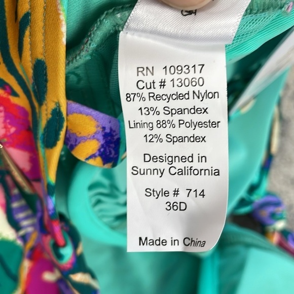 NWT Sunsets Lush Garden Maeve Tankini Colorful Floral Underwire Sz 36D 38C - Picture 13 of 13